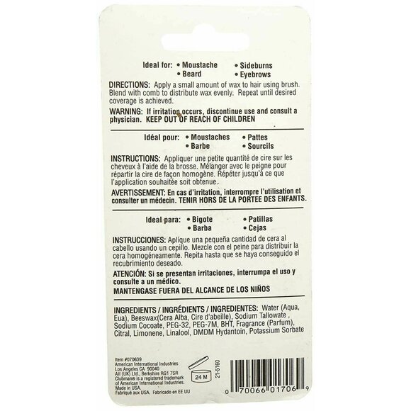 Clubman Pinaud Moustache Wax With Free Brush/Comb Neutral 0.5 Oz NSP - Picture 2 of 4